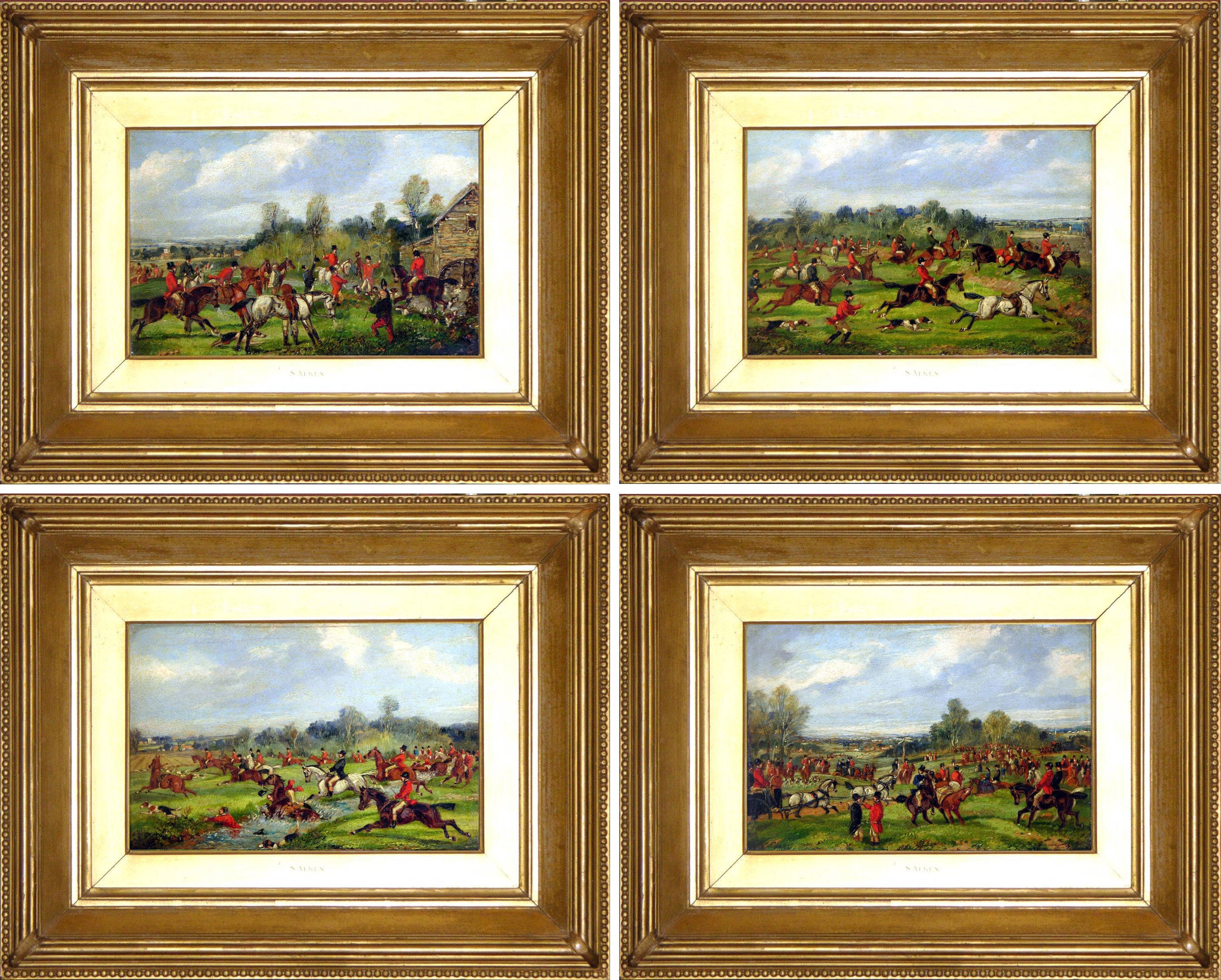 Set of Hunting Scenes by Acclaimed Sporting Painter Samuel Alken Jnr. For Sale