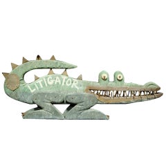 Carved and Painted Folk Art Aliigator