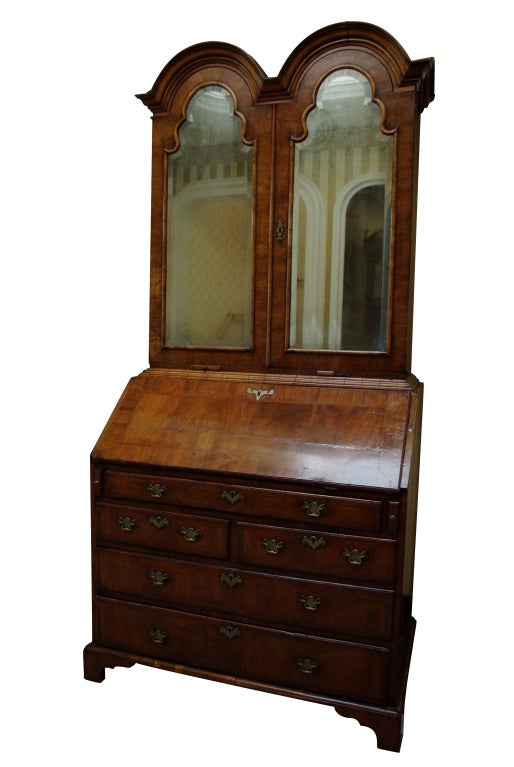 A Stunning Inlaid Walnut Desk & Bookcase