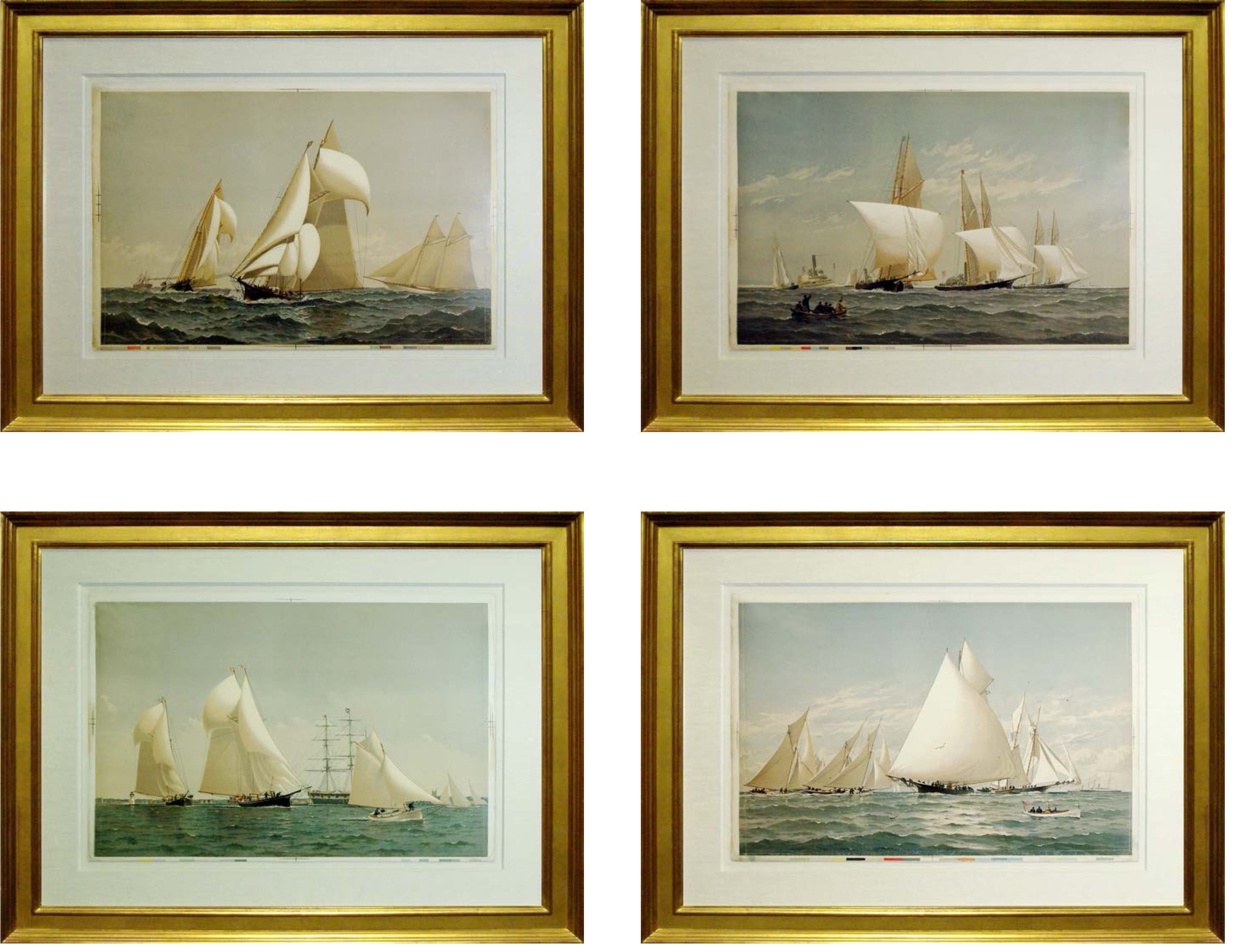 Set of Four Frederic Cozzens Yachting Lithographs For Sale