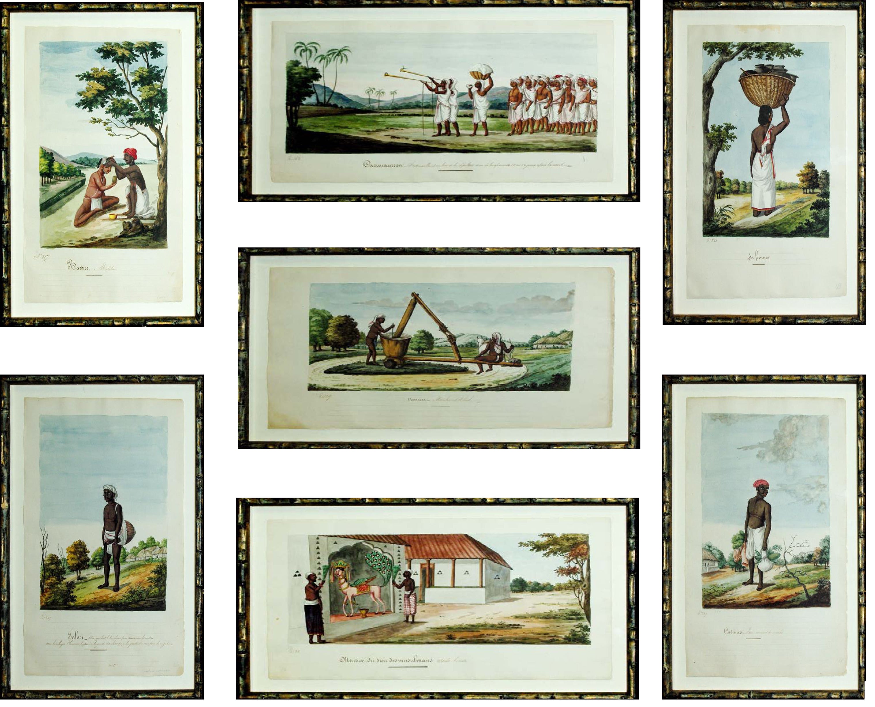 Seven Indian Trade Watercolors For Sale