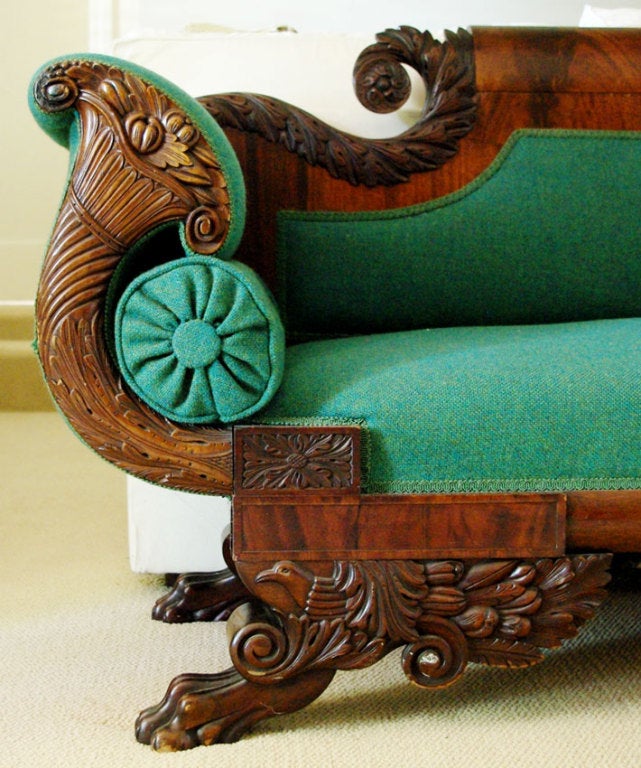 American Classical Carved Figured Sofa