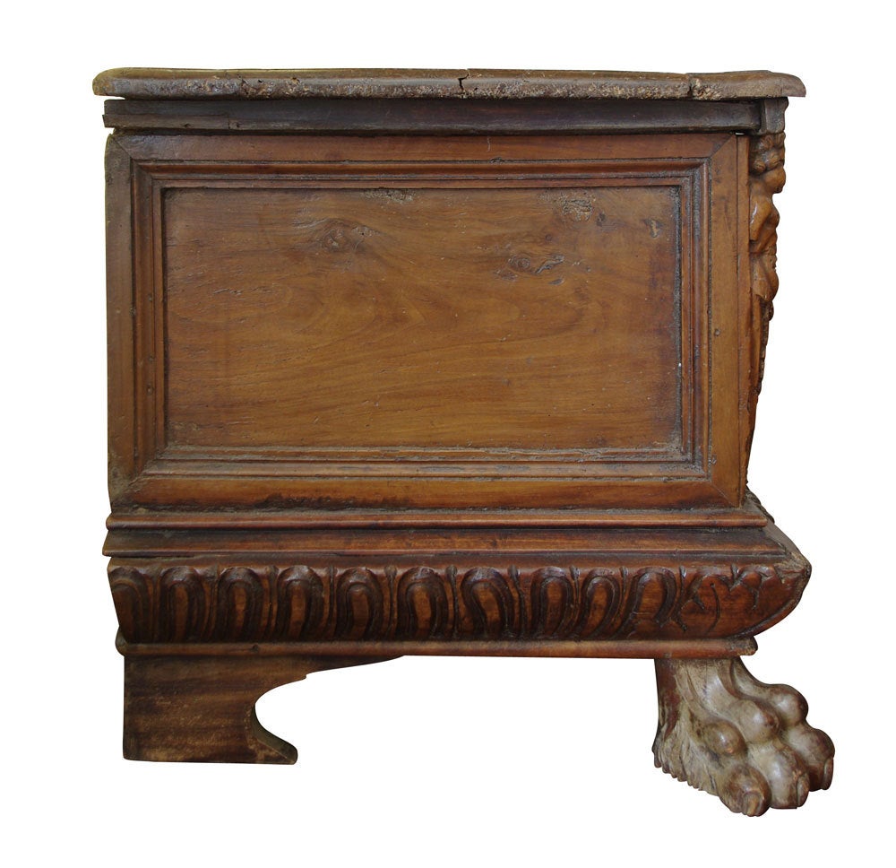 ITALIAN RENAISSANCE CARVED WALNUT CASSONE
17th-early 18th century, probably northern Italian

The cassone was a quintessential object-and arguably the most important-in the household of an aristocrat during the Italian Renaissance. They were the