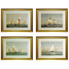 Set of Four Frederic Cozzens Yachting Lithographs