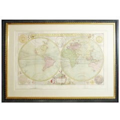 Large Framed Eighteenth Century World Map