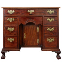 Chippendale Figured Mahogany Kneehole Desk