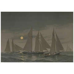 Antique Frederic Cozzens' "Moonlight on Nantucket Shoals"