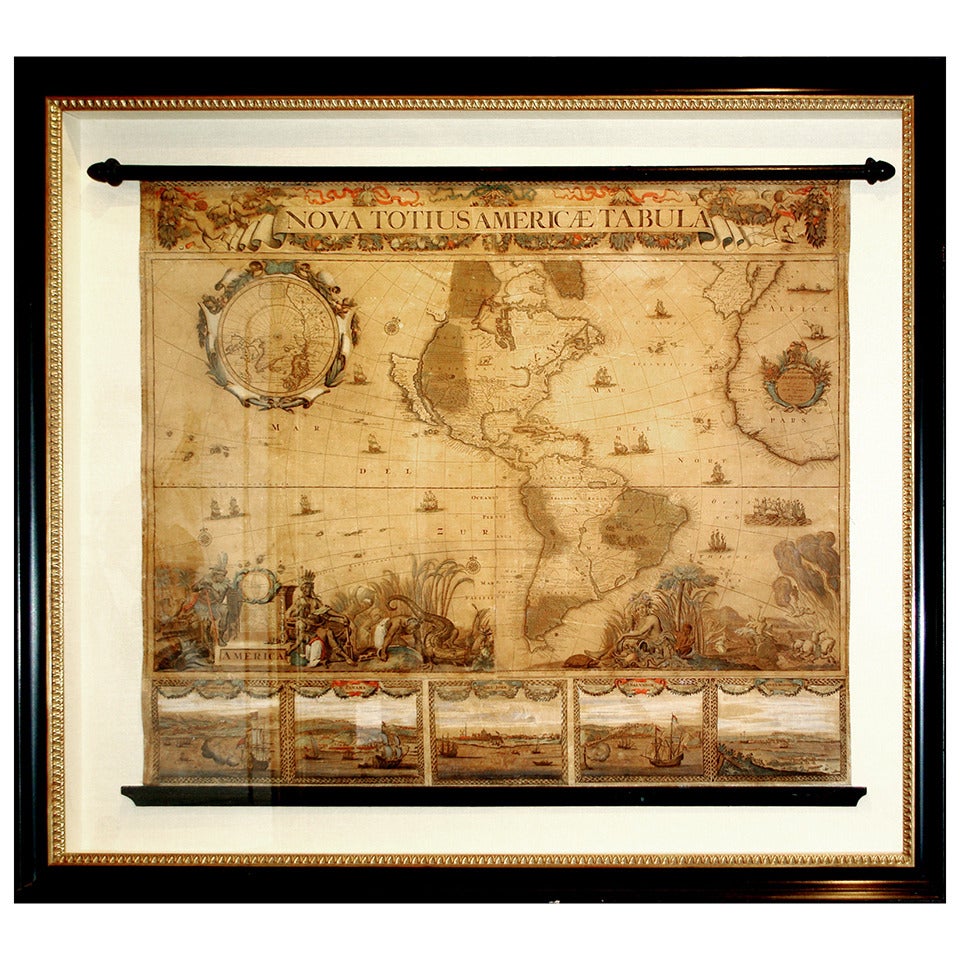 Rare Large Scale Wall Map of the Americas For Sale