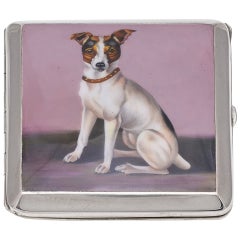 Jack Russell Emaille-Silber-Etui