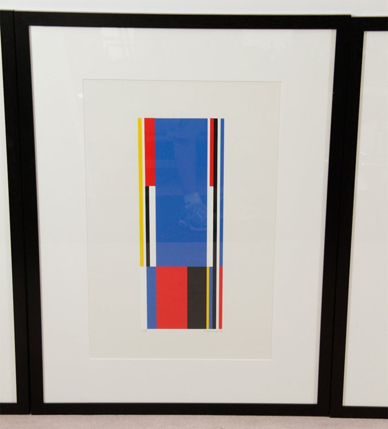 Signed and numbered geometrically composed original silkscreen by German born artist Jo Niemeyer. His work draws upon early 20th century De Stijl ideas and the works of Piet Mondrian and Theo van Doesburg.

