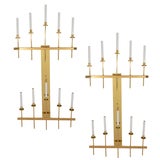  Spectacular Monumental Pair of Tommi Parzinger Style Brass Sconces 
