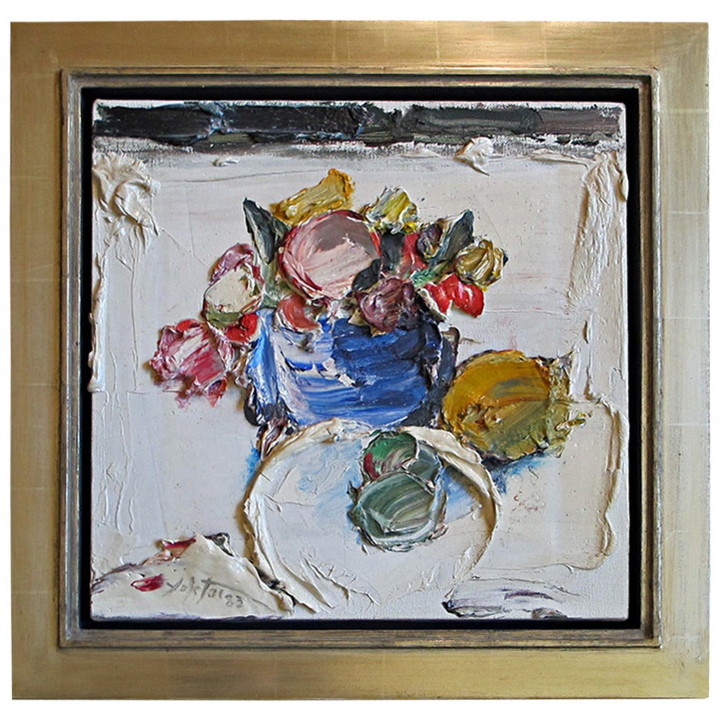 Oil on Canvas Still Life of Fruit by Iranian and American Artist Manoucher Yetai
