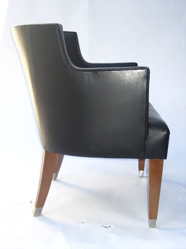 American Black Leather Barrel Back Chair by HBF