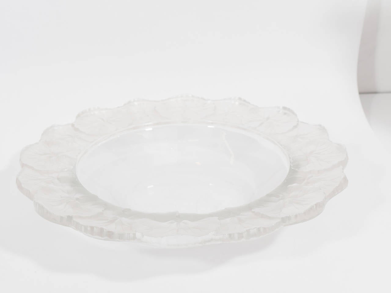 Lalique French Crystal Honfleur Bowl and Dish For Sale 2