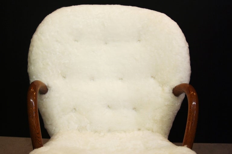 Mid Century Armchair in Button Tufted Sheepskin by Martin Olsen 3