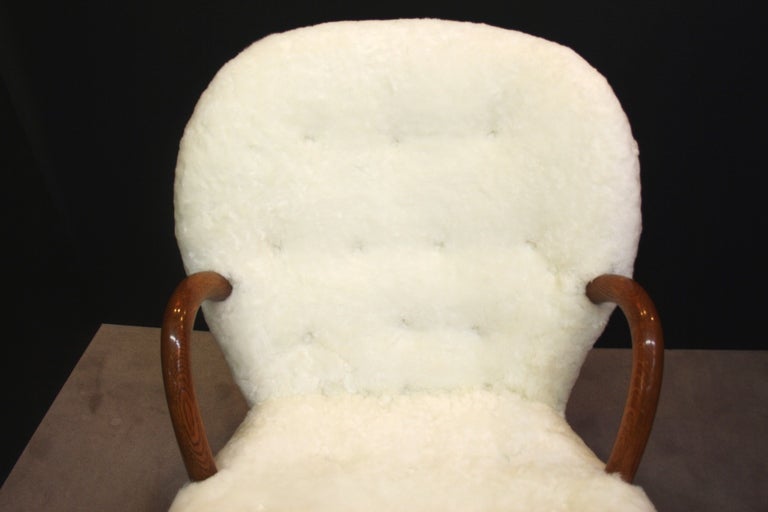 Mid Century Armchair in Button Tufted Sheepskin by Martin Olsen 2