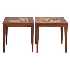 Pair of Mid Century Side Tables with tile Inserts