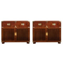 A Mid Century Pair of Mahogany and Brass Campaign Chests