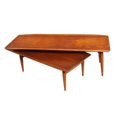 Mid Century Walnut Coffee Table with Swivel Shelf