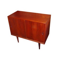 Mid Century Danish Modern Cabinet with Sliding Doors