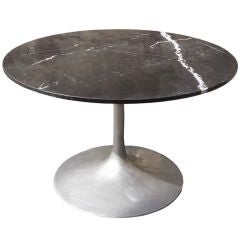 Vintage Black and White Marble Top Table with Aluminum Base Vintage Black and White Marble Top Table with Aluminum Base