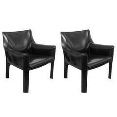 Midcentury Pair of Mario Bellini Cab Lounge Chairs for Cassina