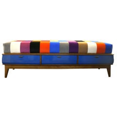 Mid-Century Italian Patchwork Bench by Jacques Bencer