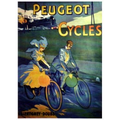 “Peugeot Cycles” Original Vintage Lithograph Poster