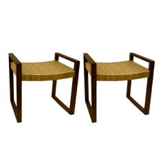Pair of Danish Caned Benches