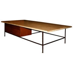 Travertine Top Coffee Table by Paul McCobb for Calvin