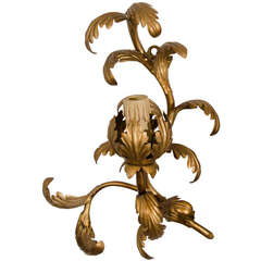 A Midcentury Petite Gilt Leaf Wall Sconce