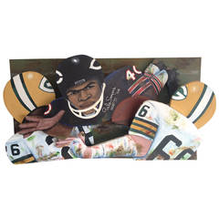 Vintage  Steve Sax Original Painting Gale Sayers (Chicago Bears) vs. Green Bay Packers