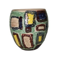 Signed Vase with Abstact Decoration by Guido Gambone