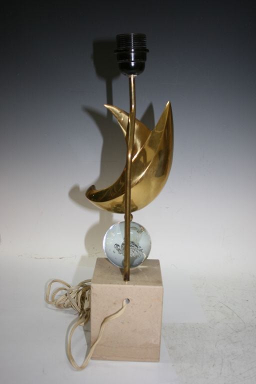 Brass  Fantastic Signed Philippe Jean Sculptural Table Lamp For Sale