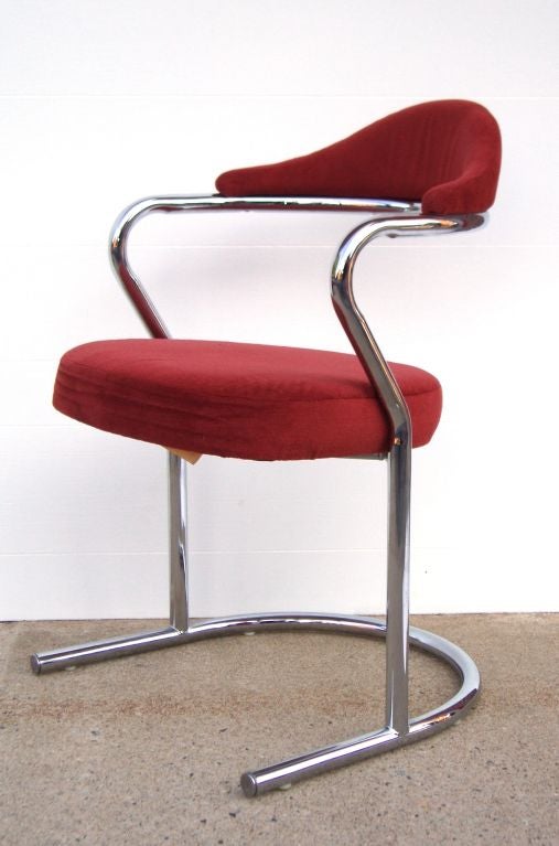 American Pair of Vintage Tubular Steel Scoop Back Chairs by Daystrom