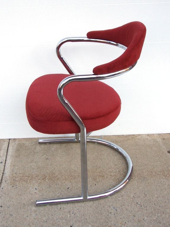 Textile Pair of Vintage Tubular Steel Scoop Back Chairs by Daystrom