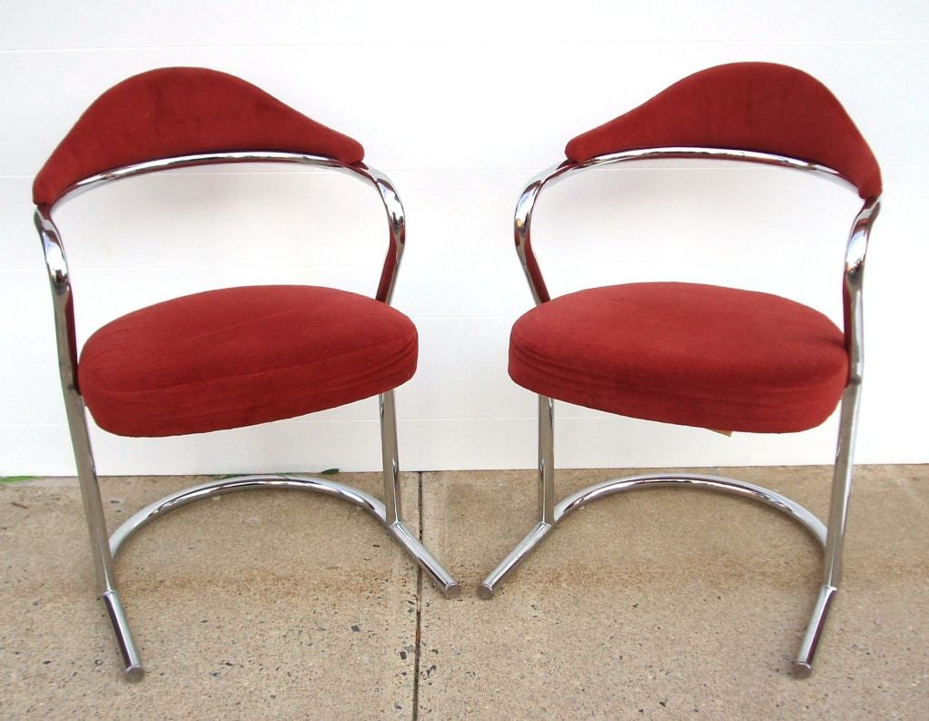Pair of Vintage Tubular Steel Scoop Back Chairs by Daystrom 2