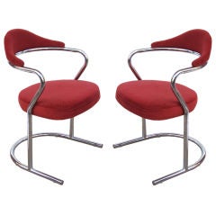 Pair of Vintage Tubular Steel Scoop Back Chairs by Daystrom