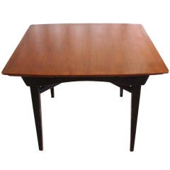 MId Century Walnut and Ebonized Wood Extension Table