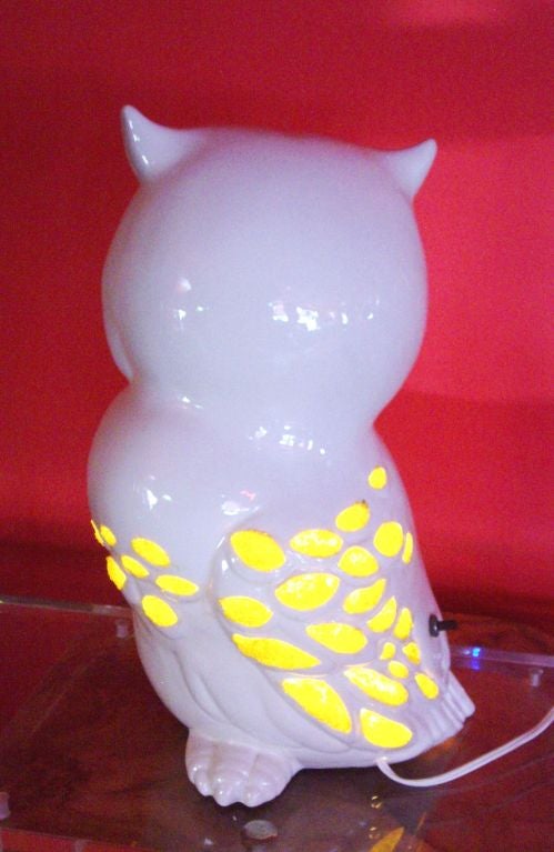 Vintage Porcelain Illuminated Owl Lamp 3