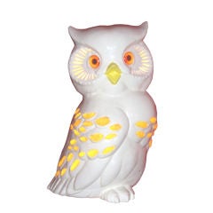 Vintage Porcelain Illuminated Owl Lamp