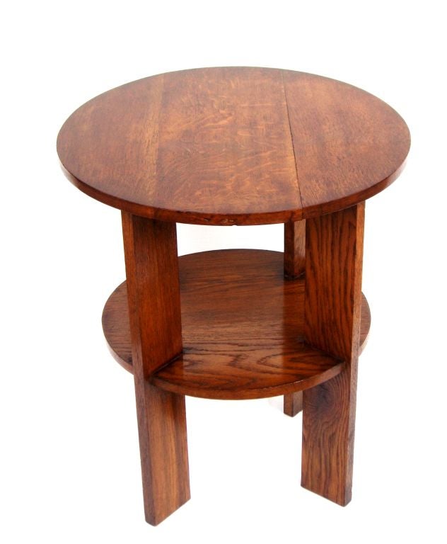 Mid Century Two Tier Mission Oak Side Table