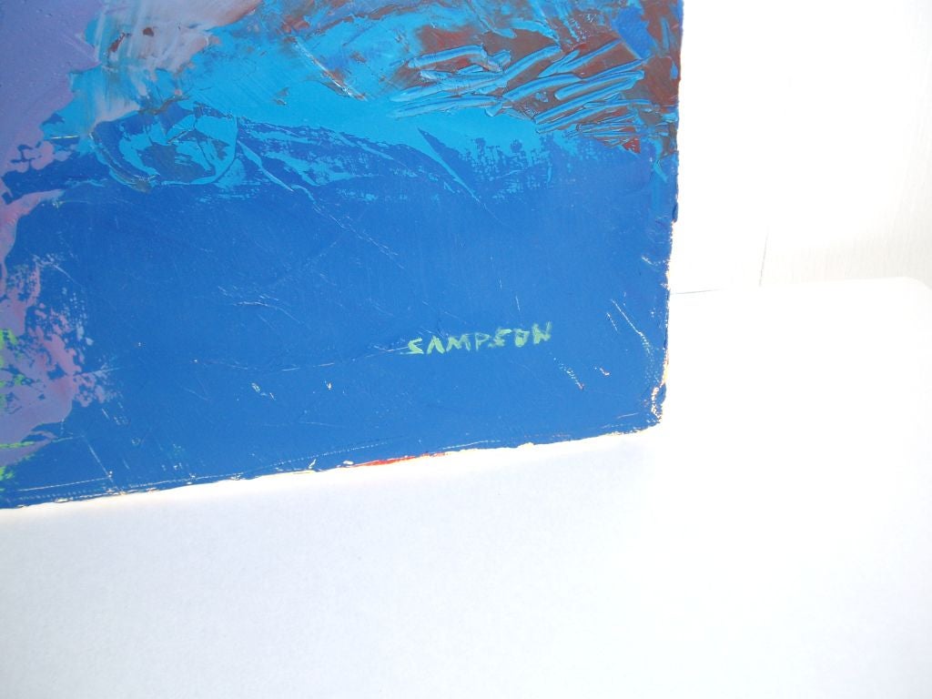 20th Century Mid Century Acrylic on Canvas; signed Sampson