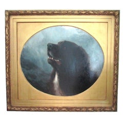 Oil on Canvas Dog Painting of a St. Bernard by George Earl