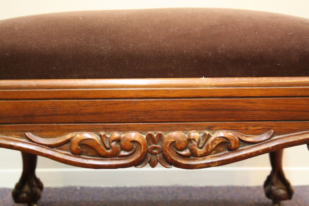 Antique American Rosewood Bench with Ball and Claw Feet In Good Condition In New York, NY