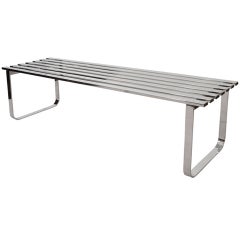 Mid Century Slatted Bench or Table by Milo Baughman in Chromed Steel