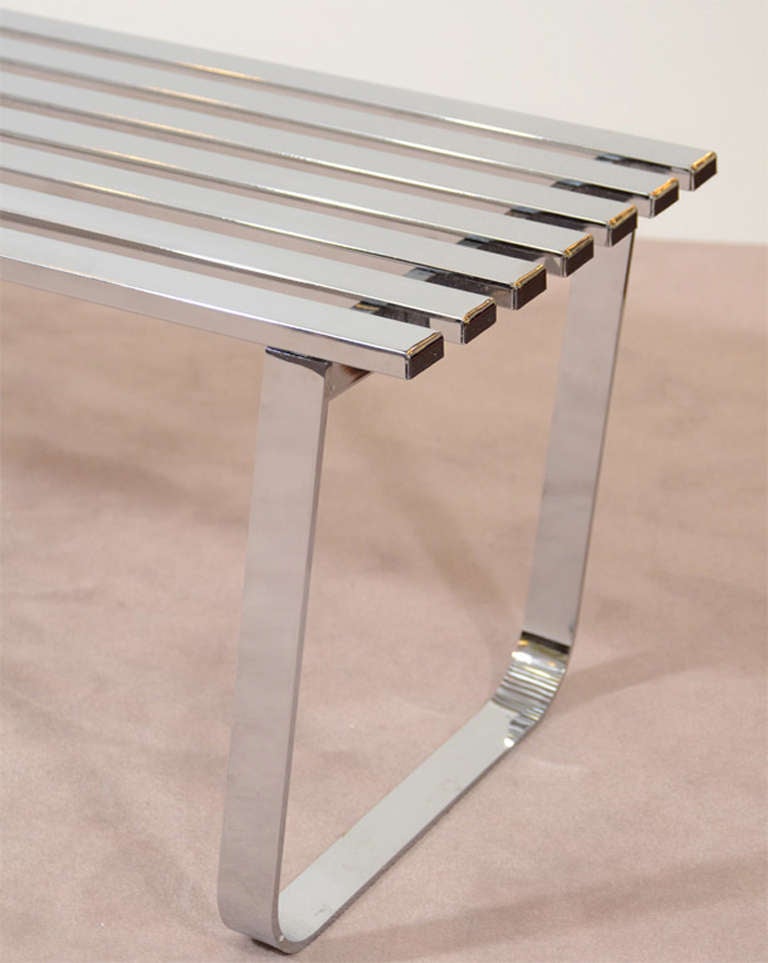 Mid-Century Modern Mid Century Slatted Bench or Table by Milo Baughman in Chromed Steel