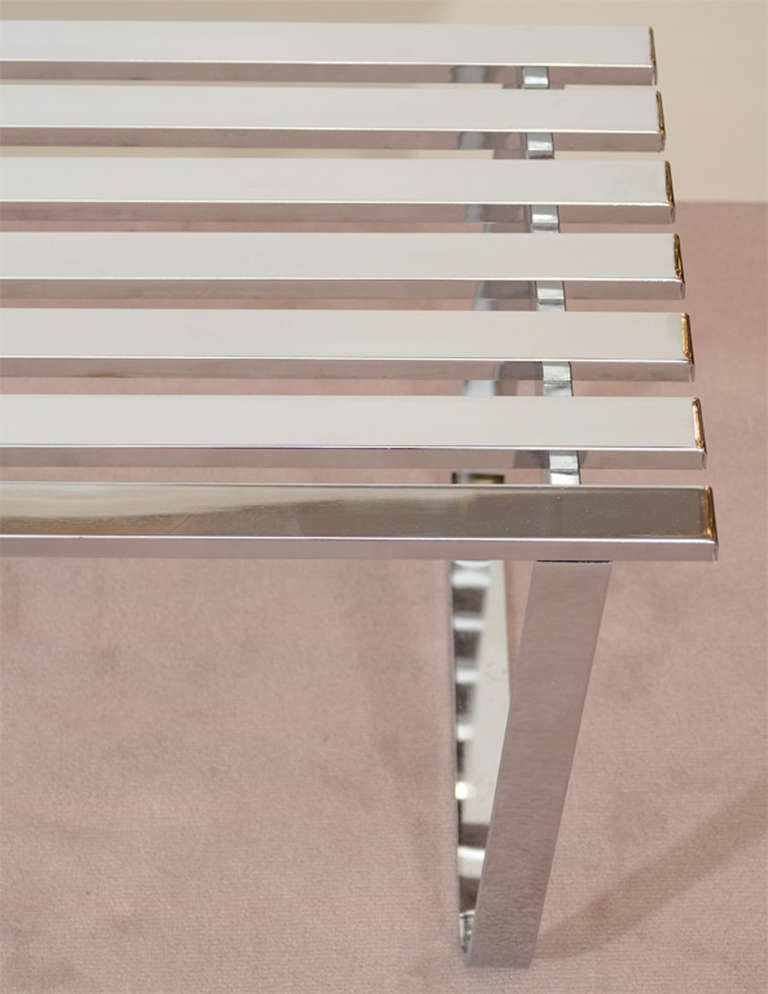 Mid Century Slatted Bench or Table by Milo Baughman in Chromed Steel In Good Condition In Astoria, NY