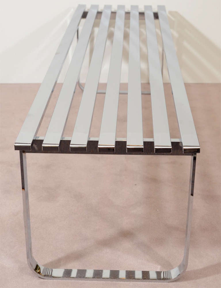 Mid Century Slatted Bench or Table by Milo Baughman in Chromed Steel 1