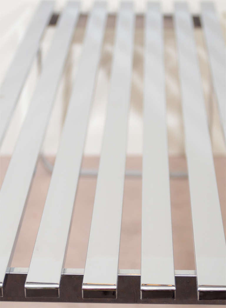 Mid Century Slatted Bench or Table by Milo Baughman in Chromed Steel 2